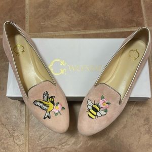 C Wonder pink suede Birds & Bees flats.  New in Box size 5 1/2